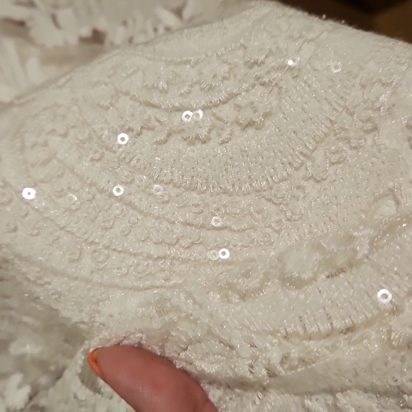 Ralph Lauren Evening White sleeveless lined sequin mixed texture dress Sz.4 - Picture 11 of 11